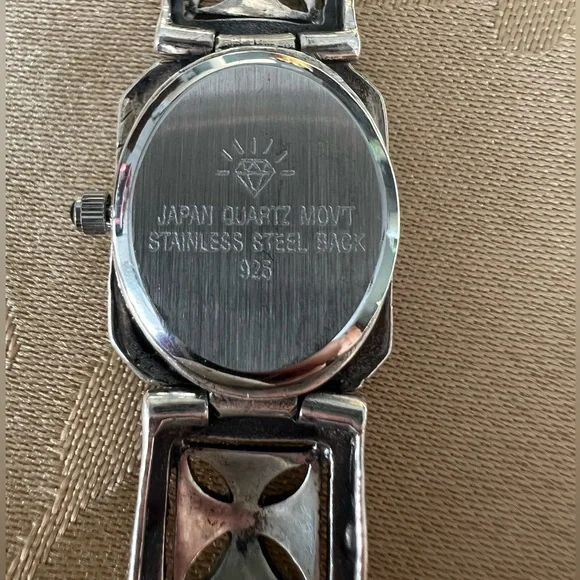 Vintage Art Deco Marcasite DBJ Sterling .925 Tank Watch with New Battery - Picture 14 of 15